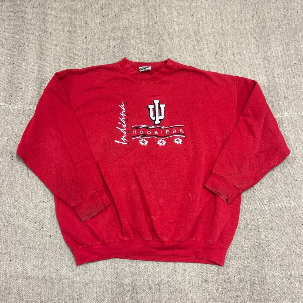 Vintage Indiana Hoosier Sweatshirt Mens XL Red 1990s NCAA